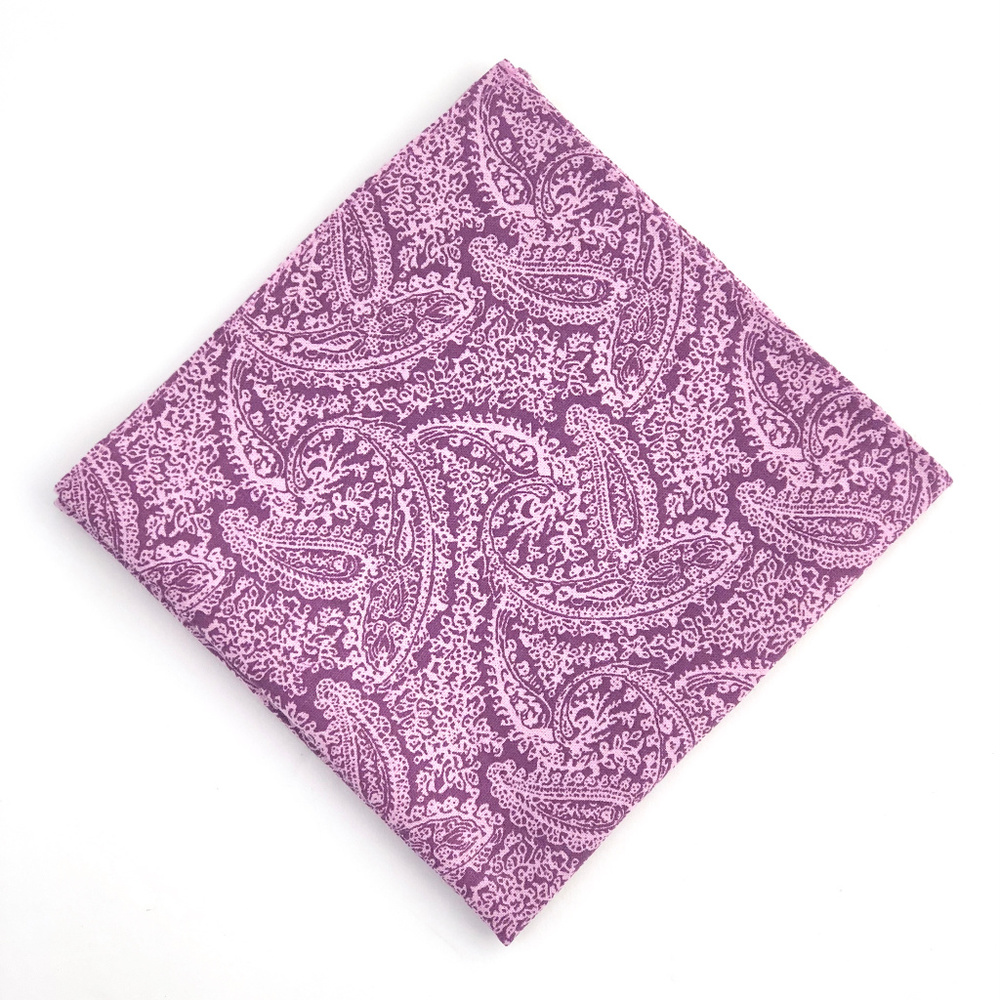 Deep Mauve Paisley Pocket Square Handkerchief